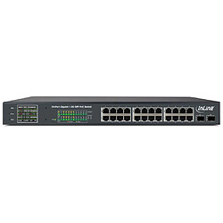 Commutateur réseau Gigabit InLine® PoE + 24 ports, 1 Go / s, 2x SFP, 48,26 cm (19 ", supports inclus), métal, commande de ventil