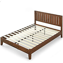 Zinus EU-PWPBBHE-12G Structure de Lit 160x200cm Cadre Solide Bois Marron 