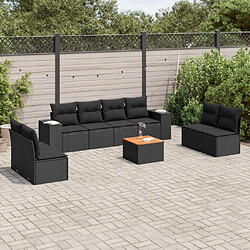 Maison Chic Salon de jardin 9 pcs avec coussins | Ensemble de Table et chaises | Mobilier d'Extérieur noir résine tressée -GKD13762