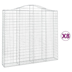 vidaXL Paniers à gabions arqués 8 pcs 200x30x180/200 cm Fer galvanisé