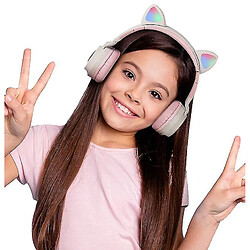 Avis Universal Casque d'oreille de chat pliable Bluetooth 5.0 pour enfants (rose)