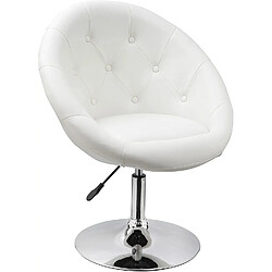 Decoshop26 Fauteuil oeuf capitonné design synthétique PU chaise bureau blanc FAL09001 