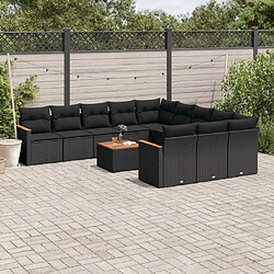 Maison Chic Salon de jardin 12 pcs avec coussins, Ensemble Tables et chaises d'extérieur noir résine tressée -GKD979600