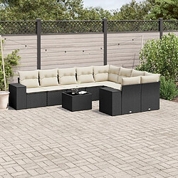 Maison Chic Salon de jardin 10 pcs avec coussins, Ensemble Tables et chaises d'extérieur noir résine tressée -GKD174453