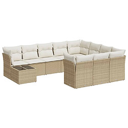 vidaXL Salon de jardin 11 pcs avec coussins beige résine tressée