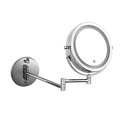 Universal Miroir de salle de bains bras extensible pliant, LED tactile double face lumineuse réglable, commode murale miroir de maquillage agrandissement 