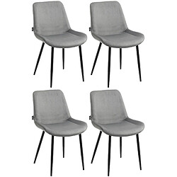 Decoshop26 Lot de 4 chaises de salle à manger design moderne et confortable en velours gris et métal noir mat 10_0001843