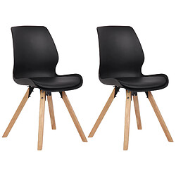 Decoshop26 Lot de 2 chaises de salle à manger en plastique noir style scandinave pieds bois CDS101140 