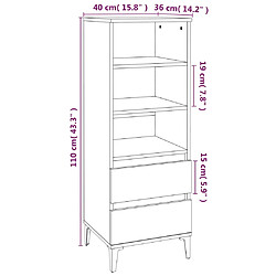 vidaXL Buffet haut Chêne marron 40x36x110 cm Bois d'ingénierie pas cher