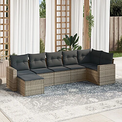 vidaXL Salon de jardin avec coussins 7 pcs gris résine tressée 