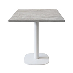 Restootab Table 70x70cm - modèle Round pied blanc béton naturel