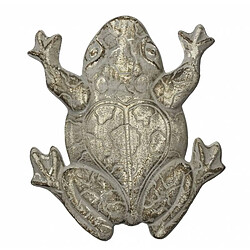 L'Héritier Du Temps Pas Japonais Motif Grenouille Décoration de Jardin en Fonte Patinée Gris 2x28x32cm