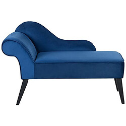 Beliani Mini chaise longue en velours bleu côté gauche BIARRITZ 