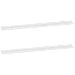 vidaXL Étagères murales 2 pcs Blanc brillant 115x9x3 cm