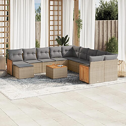 Maison Chic Salon de jardin avec coussins 12 pcs | Ensemble de Table et chaises | Mobilier d'Extérieur beige résine tressée -GKD39283