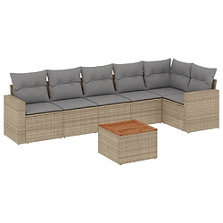 vidaXL Salon de jardin avec coussins 7pcs mélange beige résine tressée