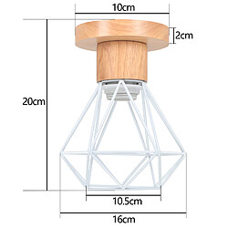 Stoex Plafonnier Rétro Luminaire Plafonnier Vintage Blanc Plafonnier Moderne Plafonnier Intérieur Lampe de Plafond en Bois Et Métal pas cher