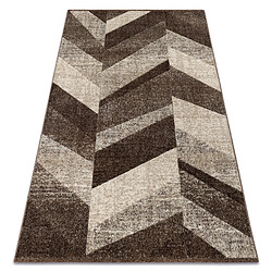 RUGSX Tapis FEEL 5673 15044 CHEVRON marron foncé beige crème et gris 120x170 cm 