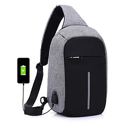 Yonis Sac à dos USB Sac à Dos USB Etudiant Voyage Cartable Ecole Anti Vol pour Powerbank Gris Noir YONIS