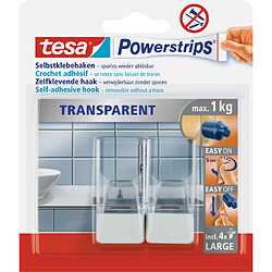 tesa Powerstrips Crochet adhésif LARGE, transparent / blanc ()