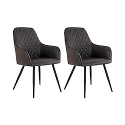 Mes Lot de 2 fauteuils repas 57x65x87 cm en microfibre noir