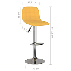 vidaXL Tabourets de bar lot de 2 jaune tissu pas cher