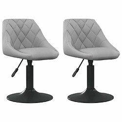 Maison Chic Lot de 2 Chaises pivotantes de salle à manger Chaise à dîner Gris clair Velours -MN35150