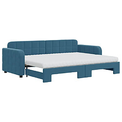 Maison Chic Lit d'appoint | Lit de jour avec lit gigogne | Lit de repos et matelas bleu 80x200 cm velours -GKD99142