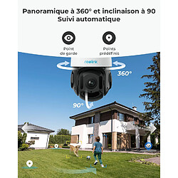 Reolink 8MP Caméra Surveillance Extérieure PoE, Suivi Auto, 360° Pan & 90° Tilt, Zoom Optique 16X, Vision Nocturne IR 80m, Détection Intelligente, Audio Bidirectionnel, IP66