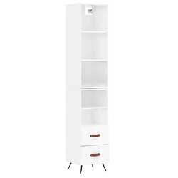 vidaXL Buffet haut Blanc brillant 34,5x34x180 cm Bois d'ingénierie