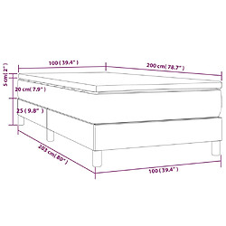 vidaXL Sommier à lattes de lit avec matelas Taupe 100x200 cm Tissu pas cher