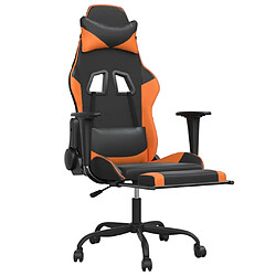 vidaXL Chaise de jeu avec repose-pied Noir et orange Similicuir pas cher