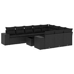 Maison Chic Salon de jardin 11 pcs avec coussins | Ensemble de Table et chaises | Mobilier d'Extérieur noir résine tressée -GKD50452