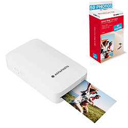 AGFA PHOTO - Pack Imprimante Realipix Mini P + Cartouches et Papiers AMC pour 50 photos - Imprimante Photo Format 5,3 x 8,6 cm via Bluetooth - Sublimation Thermique 4Pass - Blanc - Blanc