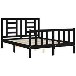 Acheter vidaXL Cadre de lit avec tête de lit noir 140x190 cm bois massif