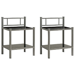 vidaXL Tables de chevet 2 pcs Gris et noir Métal et verre