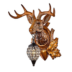 Universal Lampe de chevet Lucky Deer Head de 30 cm, 220V E14 Résine Country, Lampe d'allée de salon de bar personnalisée, pas de source lumineuse.