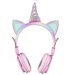 Universal Casque mignon Unicorn câblé avec micro-oreille stéréo music 