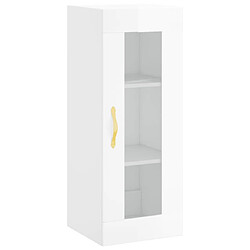 Maison Chic Buffet,Meuble de Rangement,commode pour salon,Cuisine Blanc brillant 34,5x34x180 cm Bois d'ingénierie -MN52080 pas cher