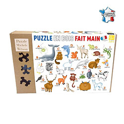 Puzzles Michele Wilson Puzzle en bois Fait Main 12 pièces : L'Alphabet des Animaux