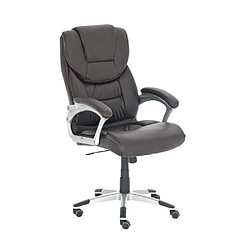 Decoshop26 Fauteuil de bureau sur roulettes pivotante réglable fonction basculement PVC marron et plastique 10_0002649