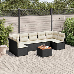 Maison Chic Ensemble Tables et chaises d'extérieur 8 pcs avec coussins,Salon de jardin noir résine tressée -GKD961036