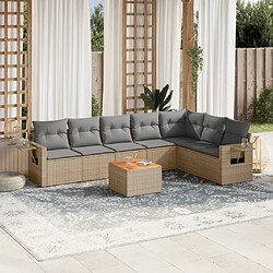 vidaXL Salon de jardin avec coussins 8pcs mélange beige résine tressée 