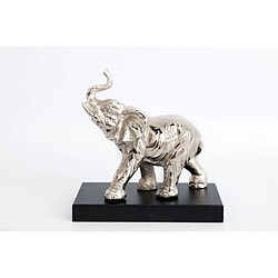 Sil Statuette éléphant en aluminium sur socle en bois 19 cm.