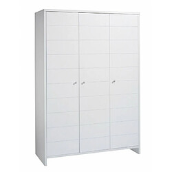 Schardt Armoire bébé 3 portes bois laqué blanc Eco Stripe L 126 x H 181 x P 53 cm