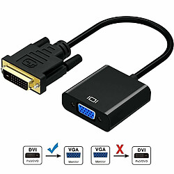 INECK® Câble adaptateur actif DVI vers VGA - Convertisseur DVI-D vers HD15 - Mâle/Femelle