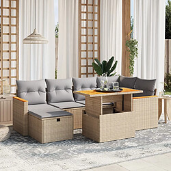 vidaXL Salon de jardin avec coussins 7 pcs beige résine tressée 