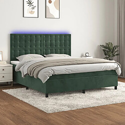 vidaXL Sommier à lattes de lit matelas et LED Vert foncé 160x200 cm 