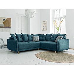 Bestmobilier Lena - canapé d'angle convertible - avec coffre - style scandinave - 5 places - droit Lena - canapé d'angle convertible - avec coffre - style scandinave - 5 places - droit - Bleu turquoise