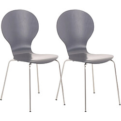 Decoshop26 Lot de 2 chaises de cuisine salle à manger empilables dossier arrondi en bois gris et métal chromé 10_0003089